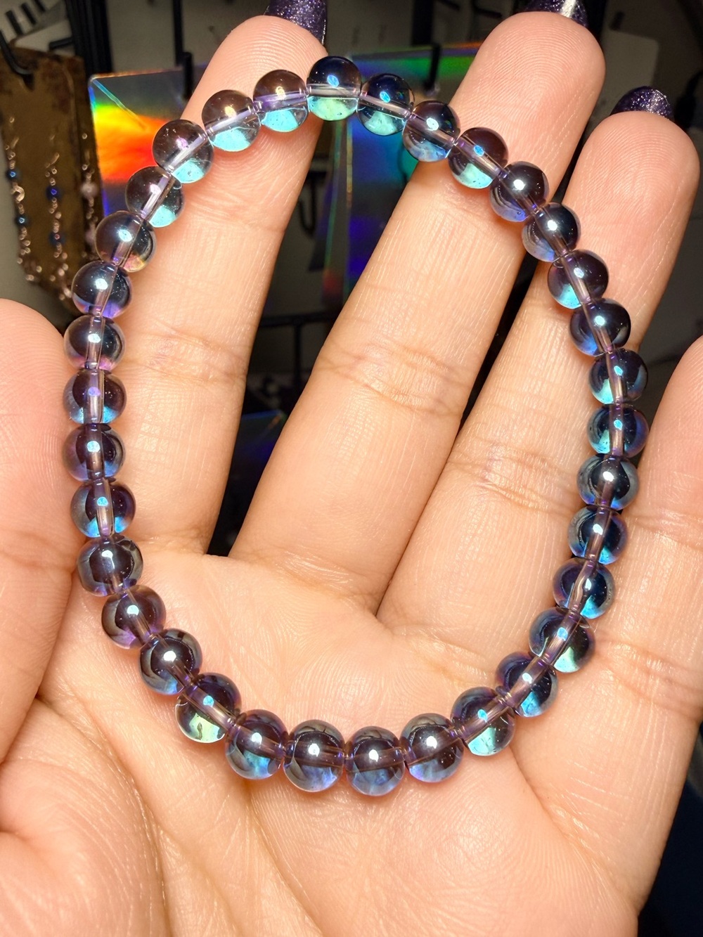Genuine Rainbow Quartz Stretch Bracelet 6mm